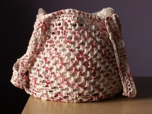 Red and White Recycled Bag Totebag