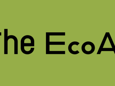 ecoaction arlington logo on a blue background, the title: The EcoAdvcoate on a green backgroun